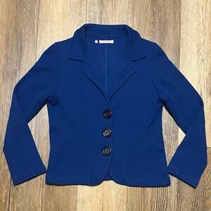 Moda Firenze Royal Blue Wool Button Front  Blazer Sweater Jacket S Italy Classic